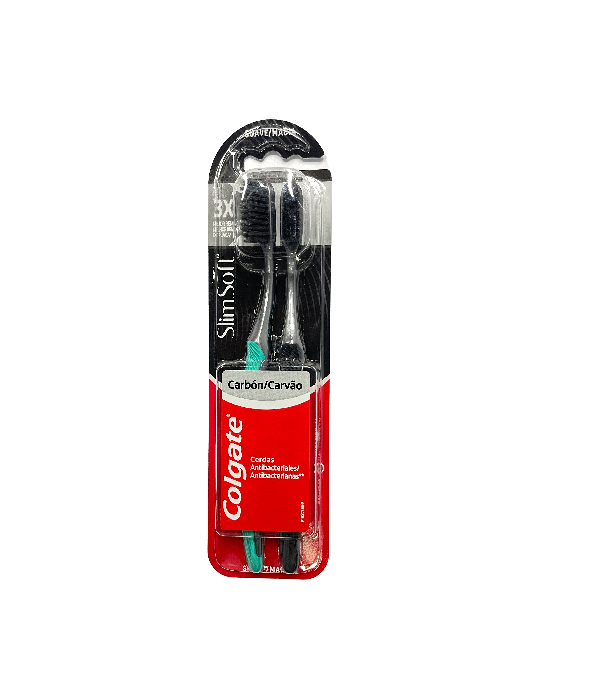 CEPILLOS COLGATE SLIM SOFT CARBON ACTIVADO CAJA X 2 UNDS
